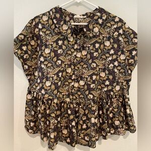 Women’s Letrueke floral babydoll shirt sleeve blouse.  Size US 12